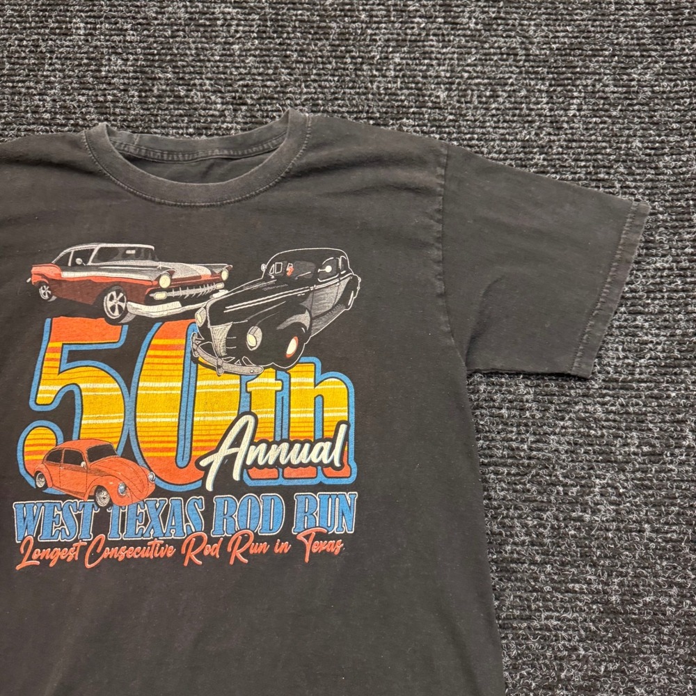 West Texas Rod Run 50th Annual Graphic T-Shirt Black Vintage Car Hot Rod Mens M - Picture 9 of 9